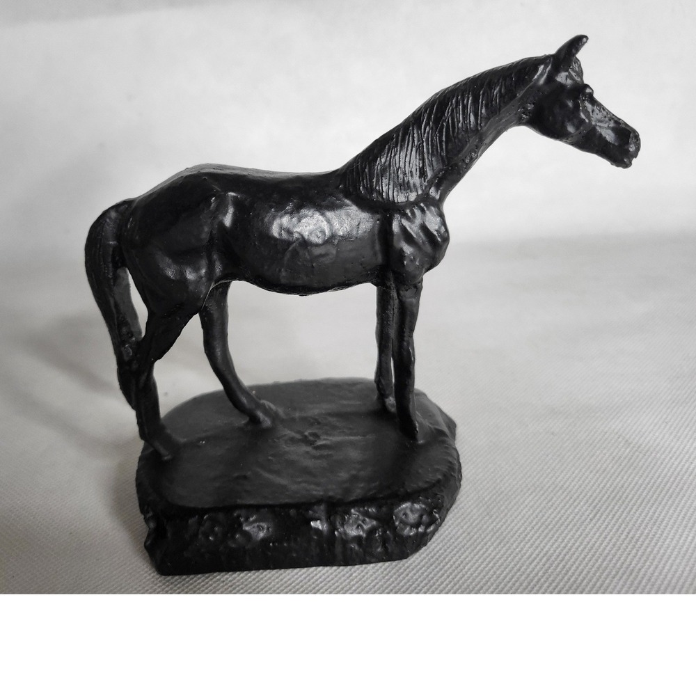 V.C.P. Vintage 1980 Compressed Coal Black Horse Figurine Statue Decor